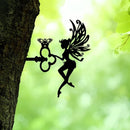 Fairy Angel Tuindecoratie met Sleutel – Zwart Metaal – 25 cm