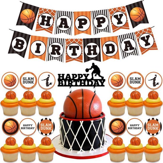 45delige-  Basketbal thema verjaardagsfeestje decoratieset