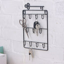 Stijlvolle Metalen Sleutelrek met 11 Haken-Wandorganizer-Ruimtebesparend - Duurzaam 25.5x16cm zwart