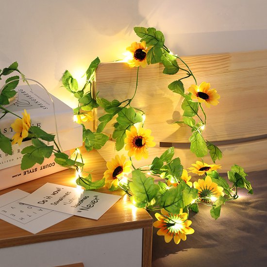 Rozenbloem LED Decoratielampenslinger - 1,5 meter - 10 LED Lampjes - Sfeerverlichting - IP65 - Voor Binnen - Warm Wit