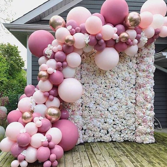 TDR - Ballonslinger , Verschillende Rozetinten Ballonnen, Ballonnen met Ballonketting - 96-delige set
