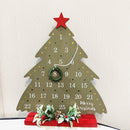 Houten Kerstboom Adventskalender - Aftelkalender met Krans en Decoratie - Sfeervolle Kerstdecoratie- 25x29,5 cm
