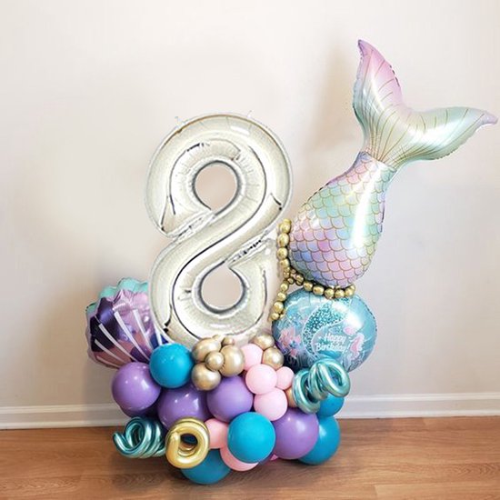 TDR-Digitale Zeemeermin Ballon Set 8 jaar -themafeest-Kinderfeestje-Decoratie set