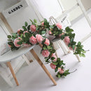 2 Stuks Rozen Slinger Kunstbloemen slinger Balkon decoratie Zomerbloem- 2meter Klimroos licht roze -Bruiloft Decoratie – Trouwen -Trouwdag bloemen