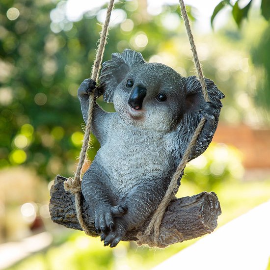 Schattige Schommelende Koala Hars Hanger - Voeg een Australisch Accent Toe aan Je Interieur-grijs 21*12*23cm