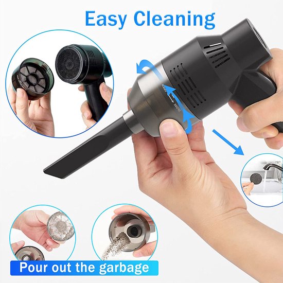 Wireless Mini Vacuum Cleaner -toetsenbord reiniger- Krachtige zuigkracht - Lange batterijduur - Verschillende mondstukken -zwart