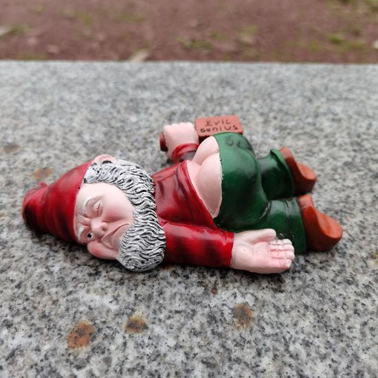 Dronken Kabouter Tuinbeeld 15x10 cm - Grappig Ornament
