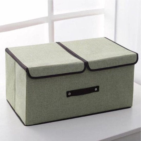 2 Opvouwbare Opbergboxen - 2 Vakken - Lichtgroen 50x30x25cm