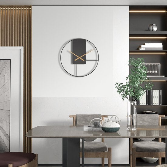 Elegante Minimalistische Metalen Wandklok - Stijlvol & Stil Design - ⌀ 40cm-zwart