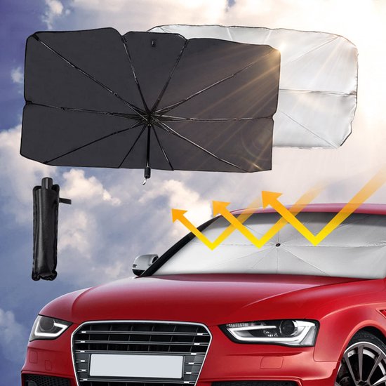 TDR - Zonnescherm / autoparaplu - Binnenkant Voorruit Auto - Opvouwbaar - Hitte en UV bescherming - 122 x 65 cm