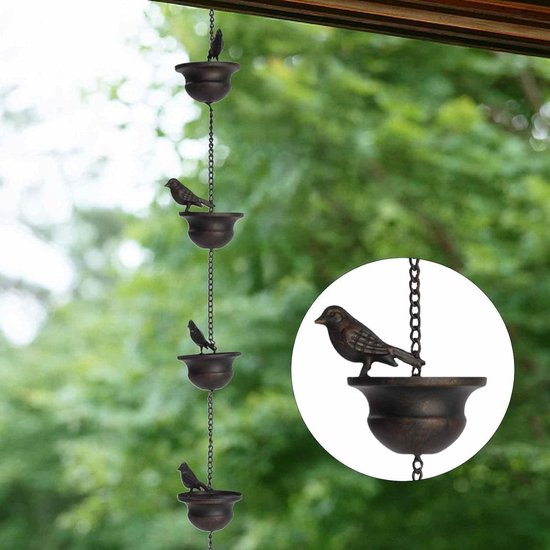 Vogel Regenketting – 240 cm – Bronzen Tuindecoratie