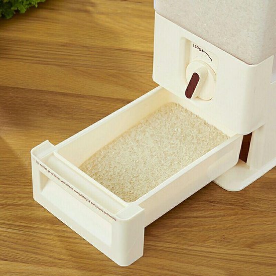 Rijst/Granen Container/Dispenser/ Opbergdoos -15KG inhoud - wit