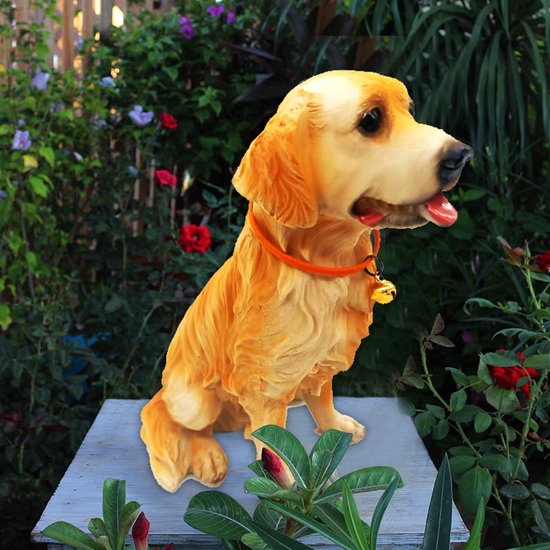 Betoverende Golden Retriever Harsdecoratie - Een Charmante Toevoeging aan je Interieur 10.5x11.5x19.51cm