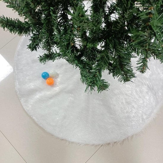 TDR - Duurzame Pailletten Geborduurde Kerstboom Rok - 122cm, Wit - Een Feestelijke Toevoeging aan Je Kerstdecoratie
