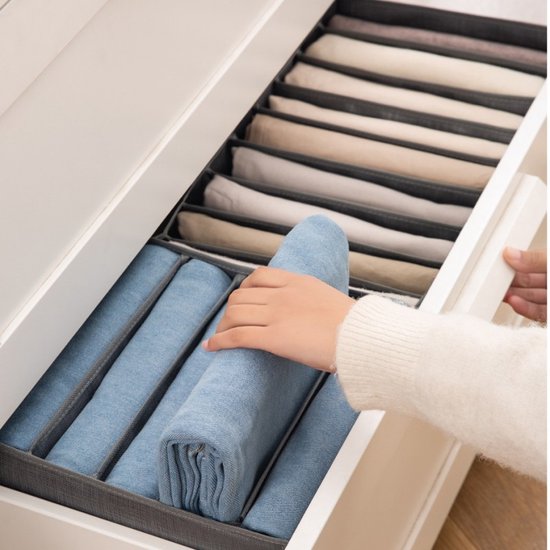 TDR-opvouwbare opbergdoos met 9 vakken-lade-organizer voor jeans,truien,overhemden en broeken-kledingbox- Donkergrijs 44*25*22 CM