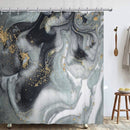 Waterdicht Marmerpatroon Douchegordijn - Luxe Uitstraling, Uitstekende Waterbestendigheid - Hoogwaardig, Extra Dik, Gemakkelijk te Installeren - 180x200CM-gijs/goud