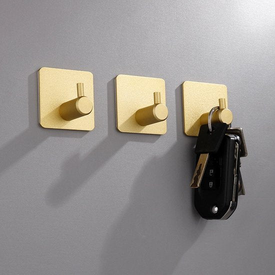 8 stuks Zelfklevende RVS Haken - Modern, Sterk & Roestvrij - Ideaal voor Badkamer en Keuken - Geen Boren Nodig 4,5*3cm-goud