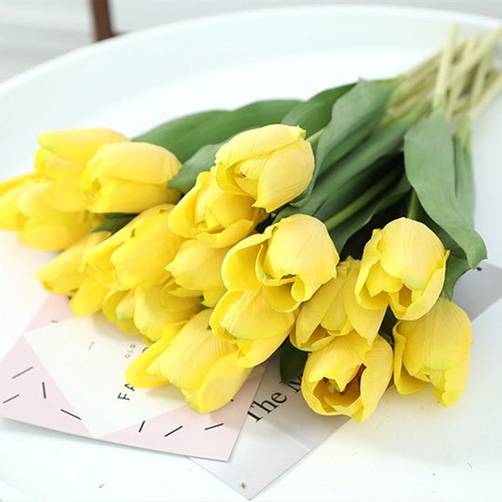10stuks Prachtige kunst tulp-Realistische Uitstraling - Duurzaam en Onderhoudsvriendelijk- geel