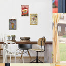 3-delige Vintage Wandbordenset - Bier, Koffie, Wijn