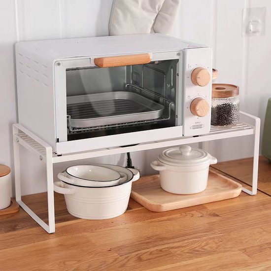 Multifunctioneel Kast Organizers-Keukenrek- Kruidenrek en pannenrek-keuekenkast-50.5x 21x 24CM wit