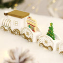 Luxe Houten Kersttrein - Nostalgische Kerstdecoratie - Gouden Accenten voor een Warme Feestsfeer - Wit/Goud