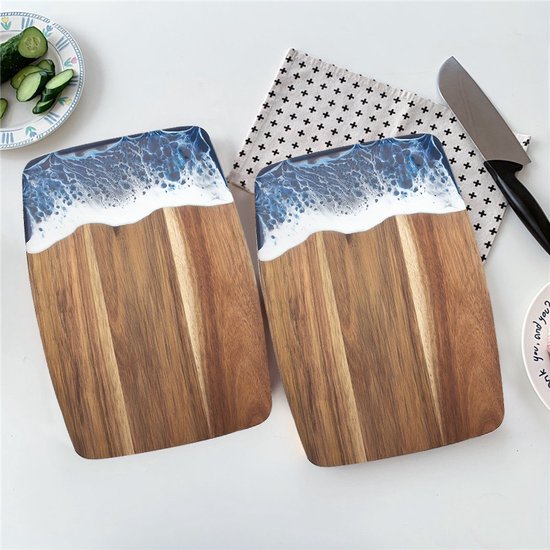 Multifunctionele Luxe Snij- & Serveerplank met Blauwe Golf 35 * 24,8 cm