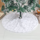 Duurzame Geborduurde Kerstboom Rok - 122cm, Wit/Zilver
