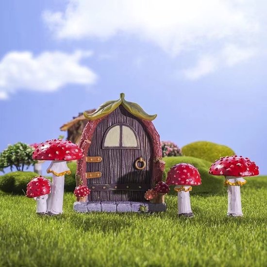4-delige Kabouter Huisje Tuindecoratie met Licht