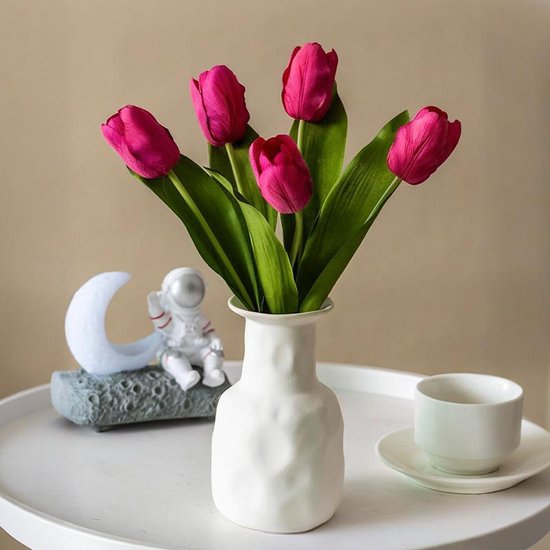10stuks Prachtige kunst tulp-Realistische Uitstraling - Duurzaam en Onderhoudsvriendelijk- rozerood