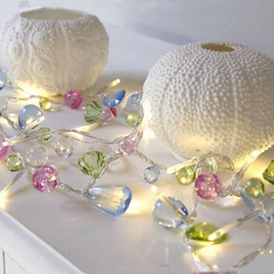 LED Lichtsnoer met kristallen kralen - 10 lampjes 1.5m