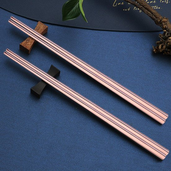 Roestvrijstalen Chinese eetstokjes - 5 paar - Roze