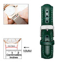 18mm Universele lederen band/leather Strap dark green/silver Quick Release - Past op Alle Merken met 18mm Aanzetmaat