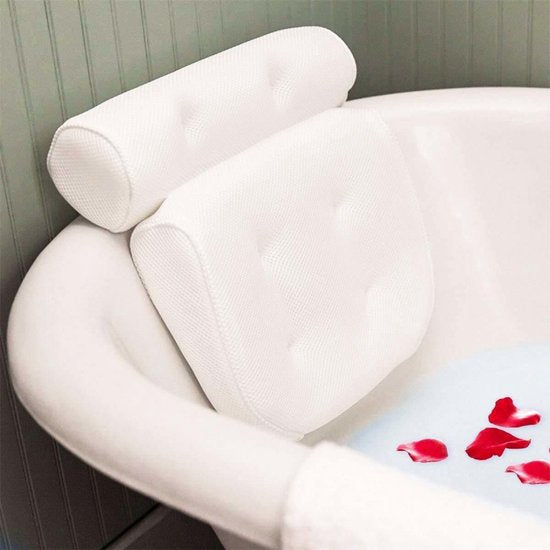 Comfort Badkussen met 3D Air-mesh en 6 Zuignappen - Wit