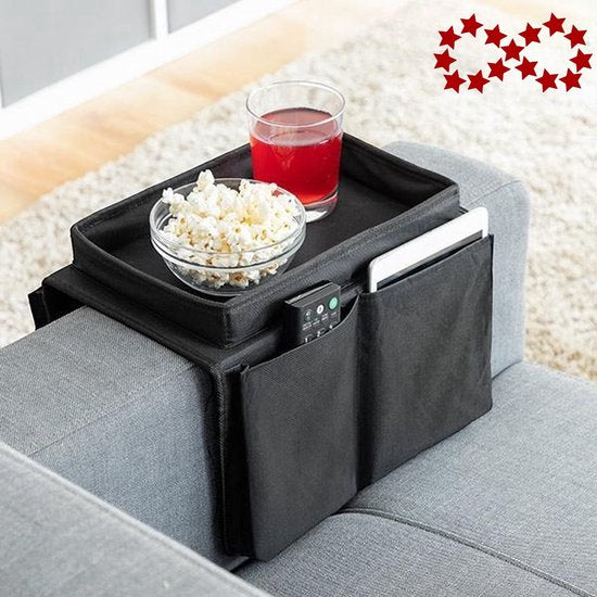 Bankstel Tray met Organizer – Dienblad Voor Armleuning – Zwart