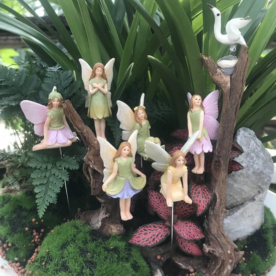 6 delige Tuinstekerset bloemenfeeën-Betoverende Tuin- en Potdecoratie