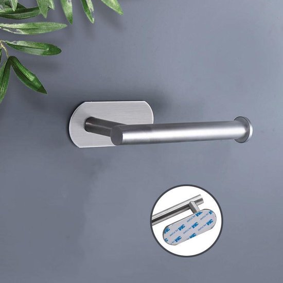 Toiletrolhouder RVS Zelfklevend - Geen Boren - Zilver