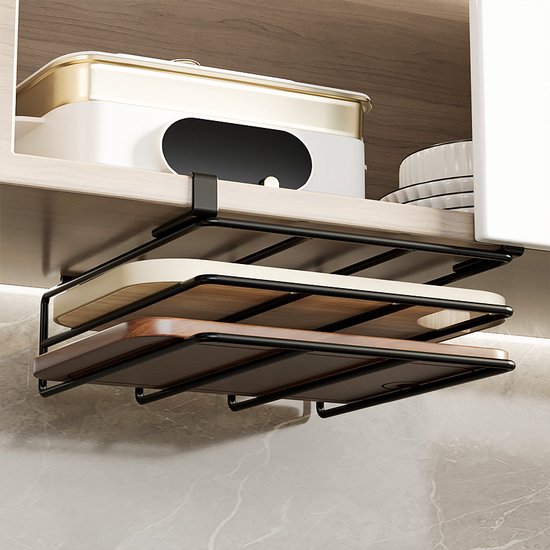 2-Lagen Luxe Hangend Keukenkast Rek - Zwart