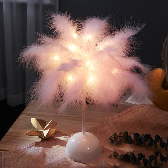 Luxe LED veren tafellamp warm wit - roze