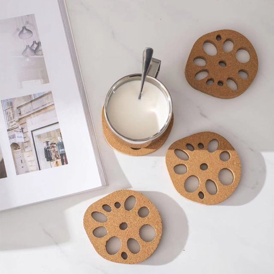 Unikorf 6stks Kurk Lotuswortel Onderzetters