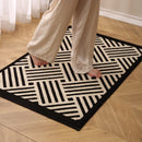 Antislip Deurmat - Geometrisch Patroon met Diagonale Lijnen - Absorberend en Wasbaar - Ideaal voor Binnen 60X90CM-zwart