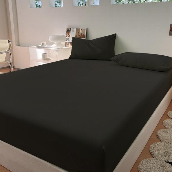 Tweepersoons Matrashoes - Ademend & Antibacterieel - Waterdicht - Bescherm uw matras tegen vloeistoffen & allergieën200*220+30CM -zwart