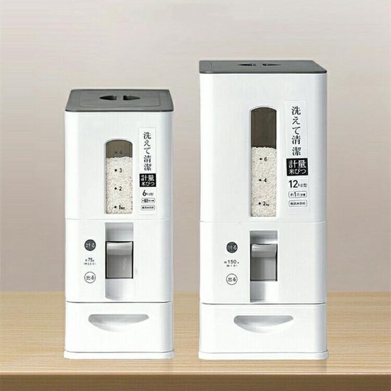 Japans Rijst/Granen Container/Dispenser/ Opbergdoos - 12KG inhoud - wit