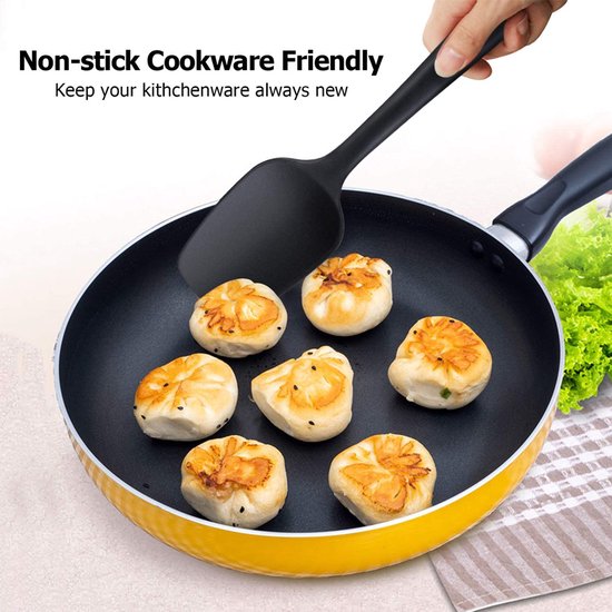6 stuks Silliconen Spatel set -Pannenlikker - BPA vrij-Spatel voor de keuken-zwart