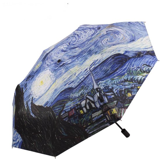 Van Gogh Sterrenhemel Paraplu – Automatische Opvouwbare Paraplu – UPF50+ UV-bescherming – Blauw – Kunst Design