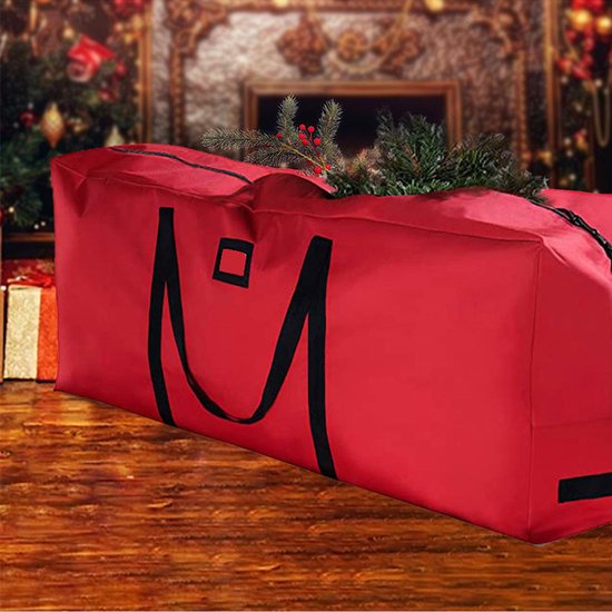 Duurzame Opbergzak - Perfect voor Kerstboom, Kleding en Dekens - Extra Stevig en Waterbestendig - Met Handgrepen voor Gemakkelijk Dragen - 162 x 36 x 74,5 cm - Stijlvol Rood
