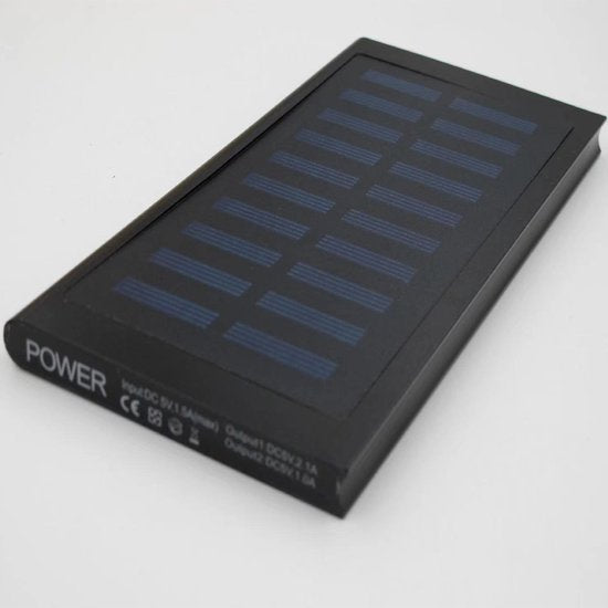 Solar Powerbank Noble Black 20000mAh - Draagbare oplader met zonne-energie en dubbele USB