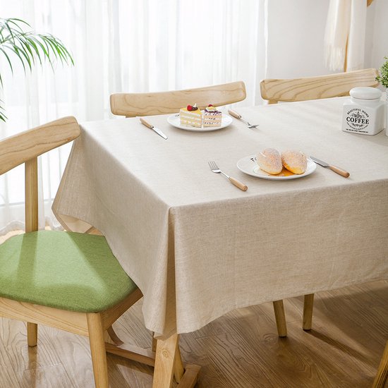 TDR-Waterdicht linnen effen kleur tafelkleed - Beige 135 * 220 CM