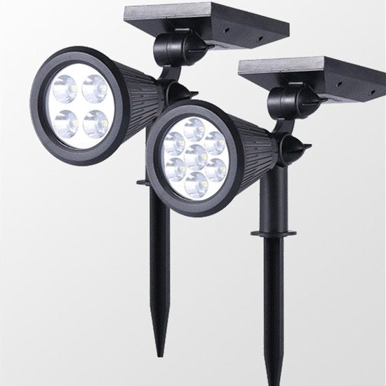 2 Stuks led solar spot light -IP65-voor wandmontage of grondspies-wit licht