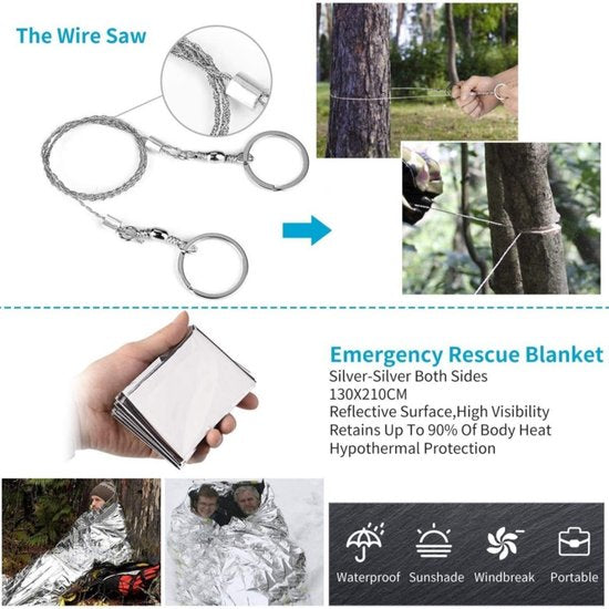 SOS Wildernis 13-in-1 Overlevingsset – Multitool & Zaklamp