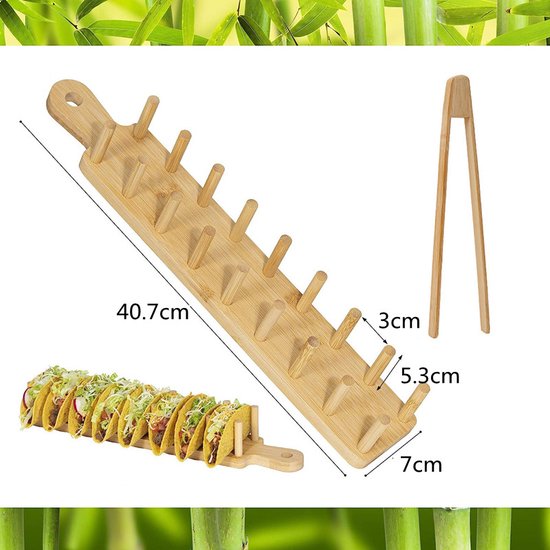 Luxe Bamboe Tacohouder met Tang voor 8 Taco's